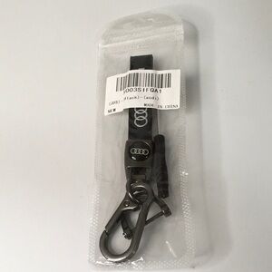 Audi black leather ring key chain.